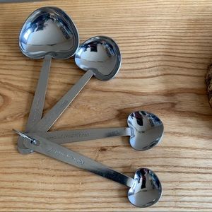 Vintage Silver Heart Shaped Measuring Spoons - New